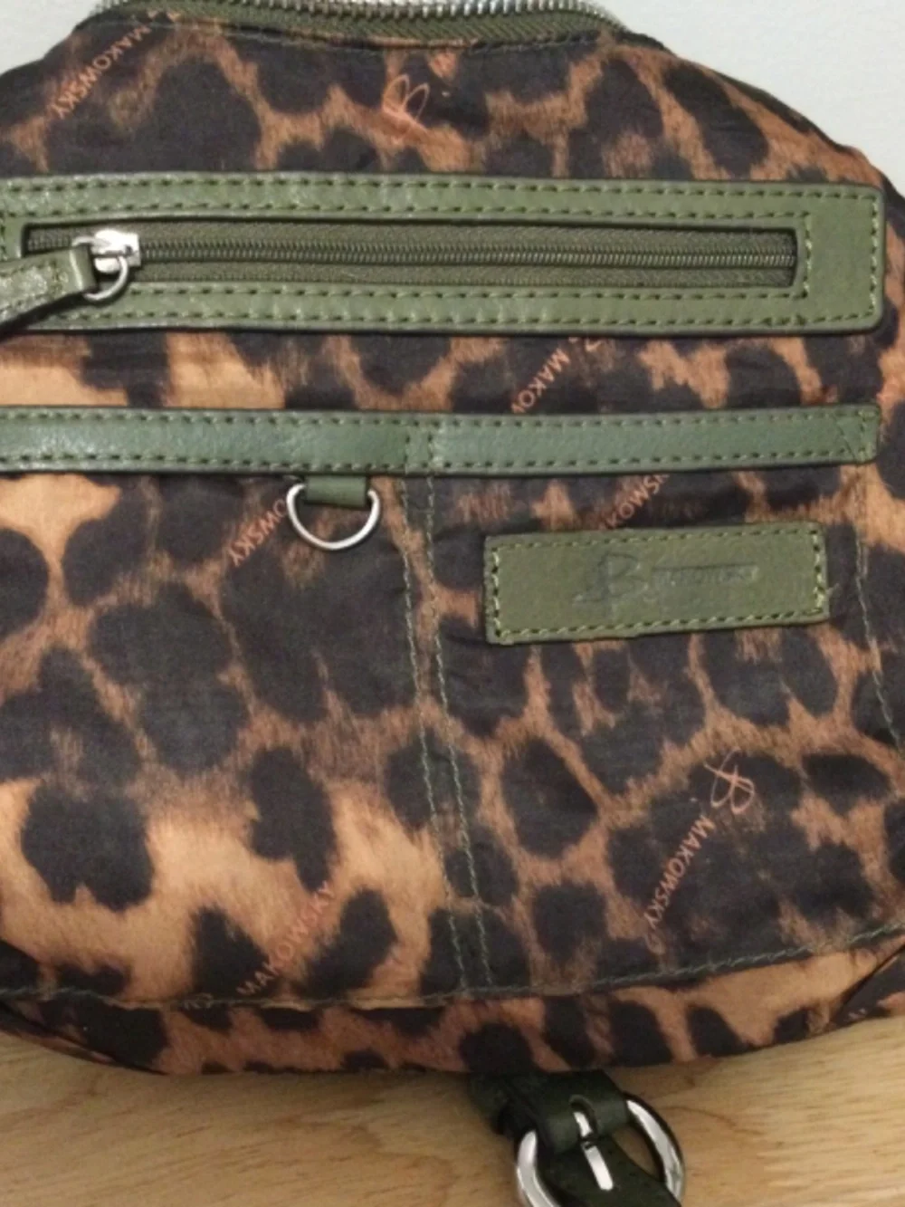 B. Makowsky Olive Green Leather Studded Hobo Crossbody Bag